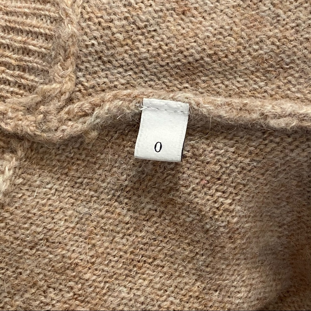 Sandro amour tan brown green white stripe long sleeves crewneck wool sweater top - Picture 10 of 13